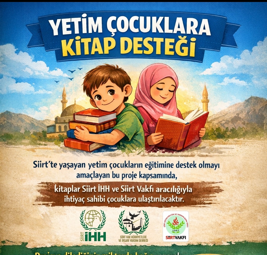 Siirt İHH Derneği ve Siirt Vakfı iş birliğiyle hayırseverlerin katkılarıyla yetim çocuklara yönelik  bir kitap desteği projesi hayata geçirildi