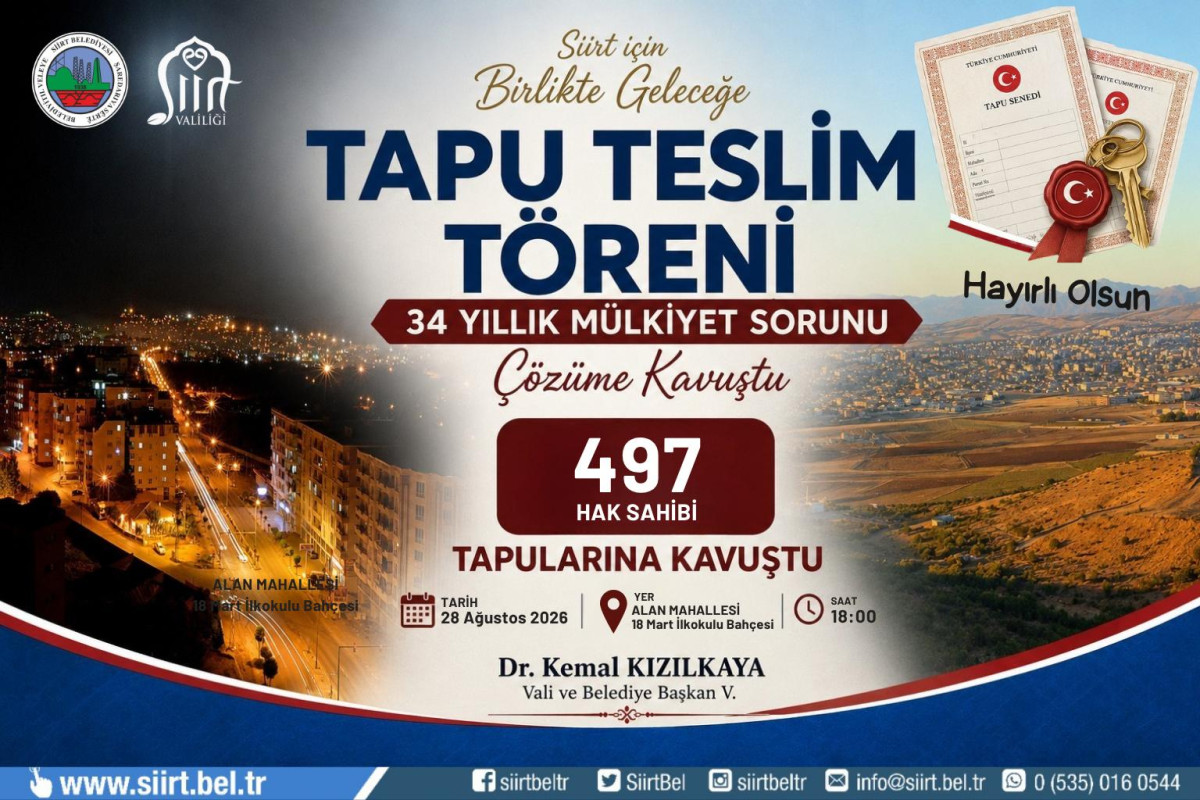 SİİRT’TE 34 YILLIK MÜLKİYET SORUNU ÇÖZÜME KAVUŞTURULDU