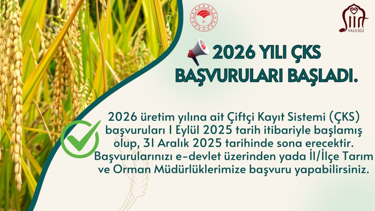 2026 Üretim Yılına ait Çiftçi Kayıt Sistemi (ÇKS) Başvuruları Başladı 