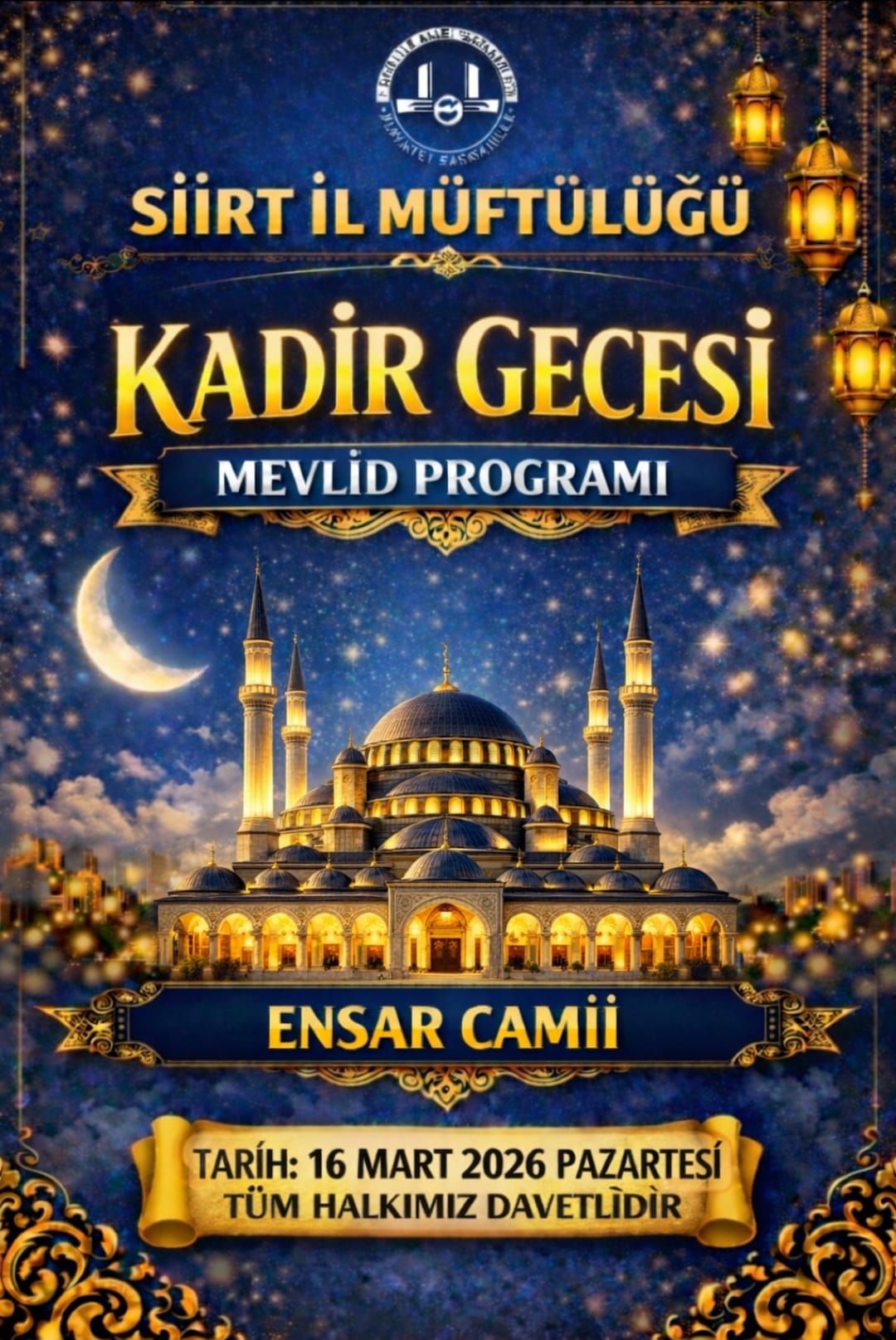 Siirt İl Müftüsü Şakir Pinal’den Kadir Gecesi Mesajı