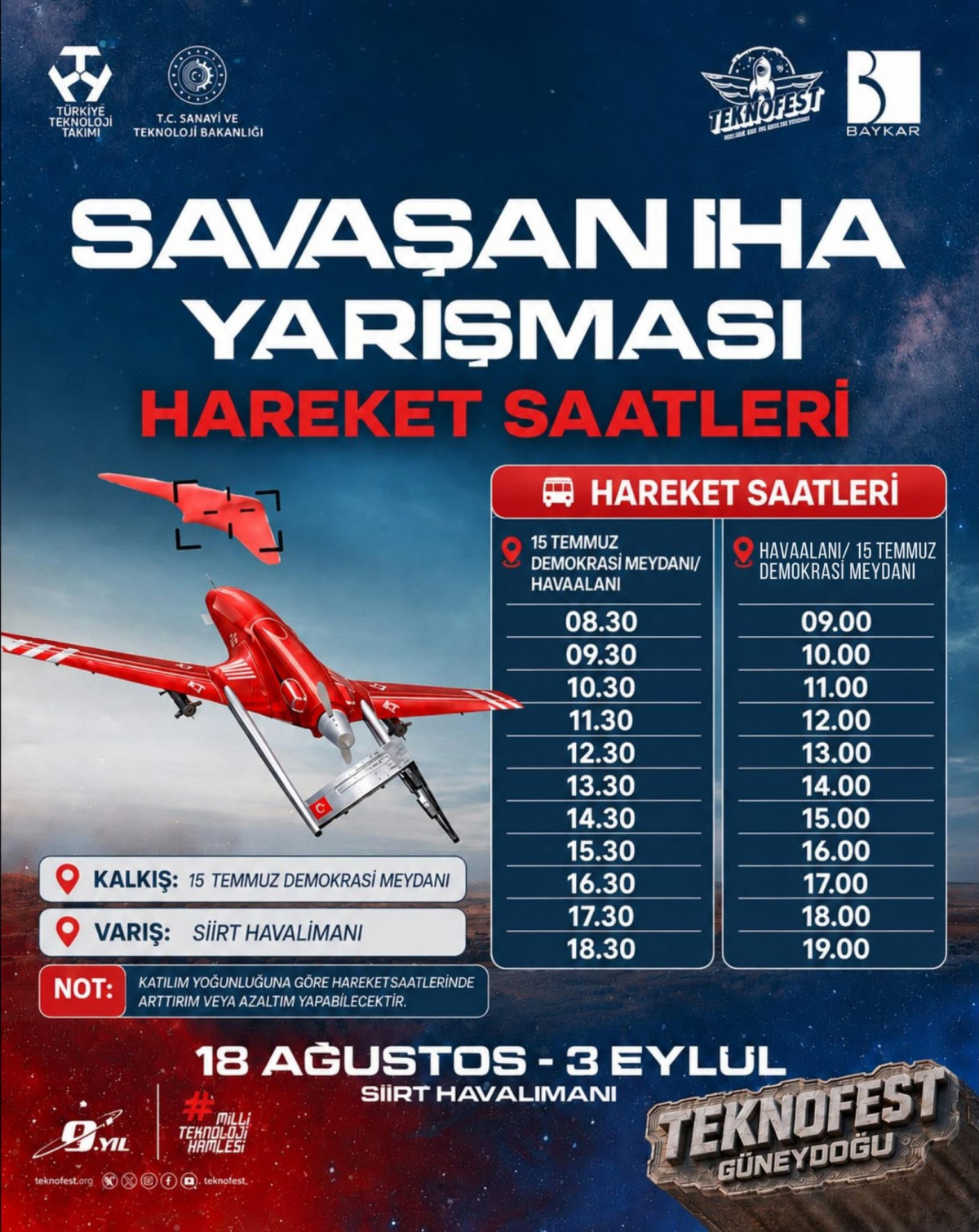 SİİRT BELEDİYESİNDEN SAVAŞAN İHA YARIŞMASI’NA ÜCRETSİZ ULAŞIM DESTEĞİ...!